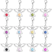12pcs Guardian Angel Pendants with Colorful Beads Keyring Charms DIY Jewelry Making Findings Gifts For Girls Women Accessories