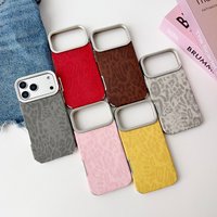 Fashion leopard print Leather Phone Case for iPhone 11 12 13 14 15 16 17 Pro Max Plus Air 17ProMax Electroplated lens Cover