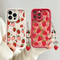 Flower Strawberry Pendant Chain Case For OPPO Reno 15F 13F 12F 11F 15 10 11 12 13 14 Pro 5G Reno 7 4G 5 6 Lite Matte TPU Cover