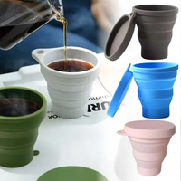 1-10PCS 180ML Outdoor Camping Travel Silicone Collapsible Water Cup Portable Foldable Lid Coffee Cup Sports Hiking Accessories