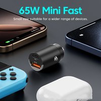 1PCS Car 66/100/200W Dual Port Mini USB Charger Ultra Fast Charging Cigarette Lighter Socket Phone Charging Adapter