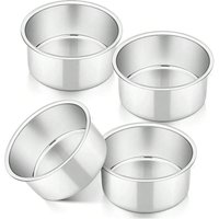 4PCS Small Aluminum Cake Pan 4 Inch Solid Baking Mold Easy Clean Round Baking Tins Bakeware for Mini Pizza