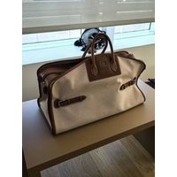 2026 New Color Block Canvas Tote Bag Large Capacity Handheld Travel Bag Fashion Commuting Bag Boarding Bag Casual Simple Style