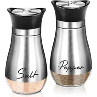 Factory Sale Salt and Pepper Shakers Set Glass Bottom with Stainless Steel Lid for Kitchen Cooking Table Bulk Quantity