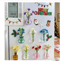 3/6/10Pcs Aesthetic Tiny Glass Vase Refrigerator Magnet, Cute Mini Plant Pot Fridge Decor for Kitchen Office Locker Wall Orname