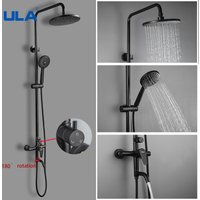 ULA Black Shower Faucet Mixer Tap Stainless Steel Bathtub Shower Mixer Faucet Rain Shower Head Set Rainfall Shower System