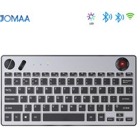 JOMAA 78 Keys Backlight Wireless Trackball Keyboard, Bluetooth 5.0 & 2.4G Wireless Keyboard with Trackball for Windows Mac iOS
