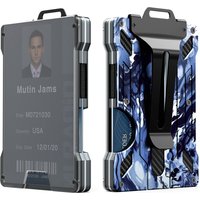 Men's Slim Aluminum RFID Wallet - 15 Card Capacity with Metal Money Clip + Clear ID Window, Anti-Theft Minimalist Design