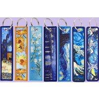 1pcs Van Gogh Oil Painting Embroidery Key Tags Keychain for Motorcycle Cars Key Ring Accessories Backpack Toys Gifts