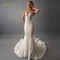Loverxu Mermaid Sexy Wedding Dresses Sweetheart Spaghetti Straps Vestido De Novia Lace Embroidery Chic Custom Made Bridal Gown