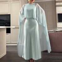 Dress Suit Women Party Shawl Long Dresses 2 Piece Sets Round Collar Sleeveless Maxi Gown Ensemble Summer Vestidos Outfits