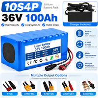 36V 100Ah Lithium-Ionen-Akku 10S4P 3600Wh Hochleistungs-Lithium-Ionen-Akku mit intelligentem BMS-Ladegerät für Elektrofahrräder, E-Bikes, Roller und Solarenergiespeicher