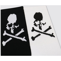 Hip Hop Skateboard Original Design Black White Skull Socks Personality Street Hip Hop Sports Middle Tube Cotton Women's Socks