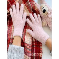 AliExpress NONE Fashion Winter Mink Velvet Five Finger Gloves Plush Warm Cold-proof Gloves Women Outdoors Cycling Solid Color Wistiti Mittens