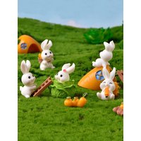 Easter Little Rabbit Miniature Figurine Cartoon Animal Figures Home Cake Decoration Mini Garden Ornament Festival Gift Resin