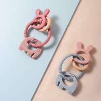 Silicone teether baby gift bunny elephant shaped cute teething ring toy chew bead rabbit sensoryd sensory gum relief soother