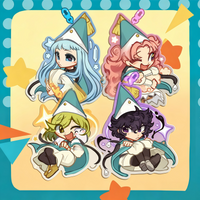 Witch Hat Atelier Acrylic Keychains 4Pcs Set Q Version Cartoon Character Colorful Best Friend Matching Gift Anime Bag Pendant