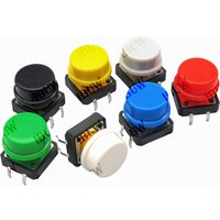 24PCS Tactile Push Button Switch Momentary 12*12*7.3 Micro switch button + 12PCS Tact Cap(6 colors) for Arduino Switch Red