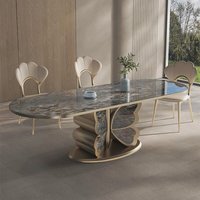 | Luxury Modern Marble Top Butterfly Shape Golden Stainless Steel Frame Dining Table Set for Home Apartment 6/8/10 Seats