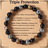 1pc classy summer jewellery black obsidian hematite father party Valentine's Day high quality natural stone protection bracelet