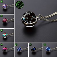 Galaxy Nebula Glass Ball Necklace Luminous Planet Pendant Necklace Glowing Universe Space Jewelry