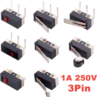 20PCS Mini Micro Limit Switch C NO NC 3 Pins PCB Terminals SPDT 1A 125V Roller Arc lever Snap Action Push Micro Mouse switches