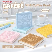 1pc Mini Coffee Notebook with Dual Color Embossed PU Outer Cover Portable Small Square Pocket Notebook.
