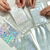 50Pcs Holographic Laser Photocard Sleeves Thickened OPP Plastic Bags for Kpop Album Card & Polaroid Protection