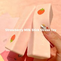 Strawberry Milk Squishy Toy, Soft PU Stress Relief Squeeze Stick, Portable Fidget Toy for Anxiety, Desk Decor Creative Gift