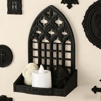 Cross-Border Gothic Style Church Stained Glass Window Shaped Wall Shelf For Dark Style Home Wall Decor Scenario