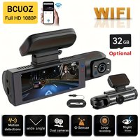 BCUOZ 1080P Dual-Objektiv Dashcam mit WLAN-Konnektivität, vorne 1080P + innen 720P, Super-Nachtsicht, 3,16' geteilter Bildschirm, G-Sensor, 24H Parküberwachung, Loop-Aufnahme, optional 32GB Karte