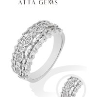 ATTAGEMS 925 Sterling Silver Multi Layer Geometric Rings DVVS1 Moissanite Ring Marquise Shape forWomen Luxury Engagement jewelry
