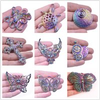 2pcs/Lot Octopus Sea Turtl Charms Butterfly Cross Hallowe Skull Animal Rainbow Color Pendant For Jewelry Making DIY Accessories