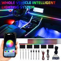 18in1 Full Color Symphony Car Ambient Light Interior Acrylic Guide LED Strip Light Decoration Atmosphere Lamp ByAPP Control 6in1