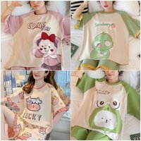 Women's Pajama Set 2 Pieces Loose Short Sleeve Girl Student Plus Size Ladies Pajamas Princess Cute Home Wear Women's Pajamas
