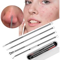 4Pcs Blackhead Acne Remover Set Removal Tools Beauty Skin Care Pore Cleaner Acne Needle Pimple Stainless Steel Pimple Needles