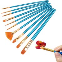 10PCS Fan Shaped Nylon Watercolor Brushes For Oil Painting Brushing, Acrylic Pigment ,Color Powder,Corn Starch Baking ToolsFD040