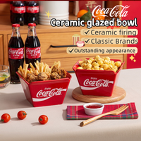 Coca Cola Ceramic Snack Bowl High Temp Heatproof Popcorn Bowl Fruit Bowl Cafe Snack Basket Popcorn French Fries Bowl home decora