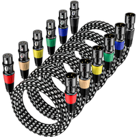 XLR Cable 6-Pack Braided XLR Male To Female Balanced Microphone Cable Gold Plated 3-Pin XLR Mic Cable for Mixer Amplifier Record