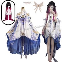 Game Genshin Impact New Arrival Damselette Columbina Cosplay Costume wig Full Set Uniform Outfits Women Columbina Cosplay Dress