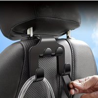 1-4Pcs Car Seat Headrest Hook 4 Pack Hanger Storage Organizer Universal for Handbag Purse Coat Fit Universal Vehicle Car Black