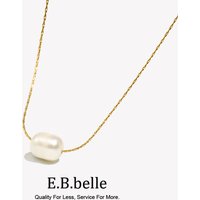 E.B.belle Minimalist Freshwater Pearl Fine Chain 18K Gold Plated Pendant Necklace 316L Stainless Steel Accessories