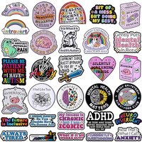 Mental Health Care Enamel Pins Healing Is A Journey Autism ADHD Anxiety Overthinking Brooch Lapel Badge Cute Jewelry Gift