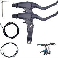 AliExpress NONE 1 Pair MTB Bicycle Brake Handle Levers V Brake/Disc Brake Handle Aluminum Alloy Brake Levers Black with Brake Wire