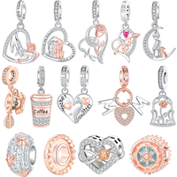 2026 Hot Sale Charms Bead 925 Sterling Silver Rose Gold Heart Love Mother Sister Dangle Fit Bangle Bracelet Necklace DIY Jewelry