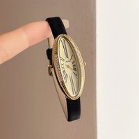 NEW Retro Luxury Brands Original Women's Watch Elegant Diamond Inlays Oval Dial Leather Band Quartz Ladies Watches Gift
