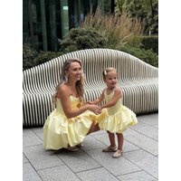 Lovely Short Satin Flower Girl Dress for Little Girls Wedding Spaghetti Strap Communion Birthday Party Ball Gowns for Toddler