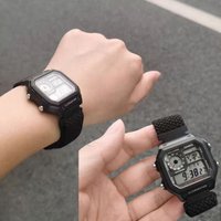 18mm Nylon Band For Casio Small Square AE1200/1300/F91W/W218/F108 Elastic Magnetic Buckle Watch Strap