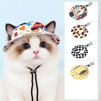 Summer Pet Cat Sun Hat Dog hat With Ear Holes Cute Kitten Fisherman Cap For UV Protection Breathable Sunshade Cap For Cats Dog