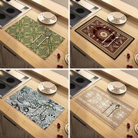 Dish Drying Mat Bohemian Absorbent Rubber Backed Moroccan Soft Silicone Coffee Bar Mat for Home Kitchen Bathroom Decor Fashion